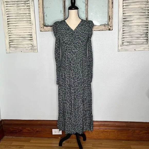 Kate Spade New York Womens Maxi Dress Puff Shoulder Long Sleeve Abstract Size 0